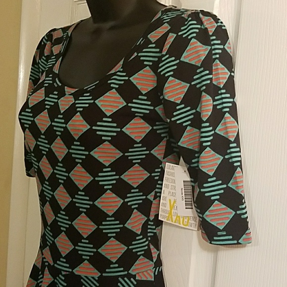 LULAROE Nicole Geo Print Fit Flare Dress X… - Picture 2 of 4